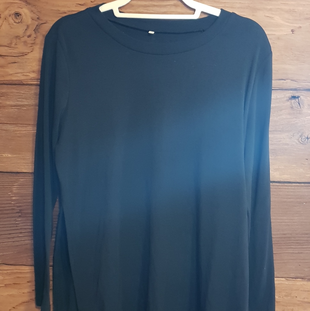 Black Long Sleev with Side Slit